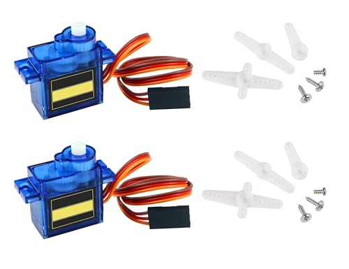 HAXIHA 9G Micro Servo Motor,Kit de Microservomotor,Mini Motor Servos Maqueta para RC Robot Arm/Mano/Caminar,Helicóptero Barco Avión Coche Modelo de Vehículo Control 2 Piezas