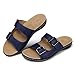 SHIBEVER Women Dressy Flat Sandals: Arch Support - Navy Blue Open Toe Summer Slides - Comfortable Walking Sandal Slip on Size 10