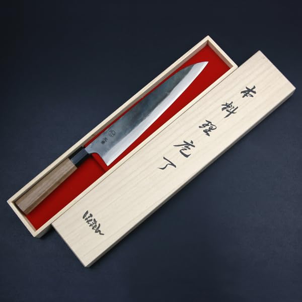 Amazon｜土佐和式牛刀包丁 元兼 両刃 黒打 青紙鋼240mm 箱入｜牛刀包丁