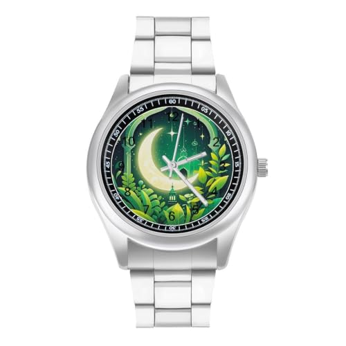NLLZZ Minimalist Ramadan on Wallpaper Wrist Watch with Stainless Steel