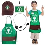 Kyson kids Barista Costume Set Café Attendant Costume Coffee Maker Outfit for Halloween Career Day Dress Up (Set A)