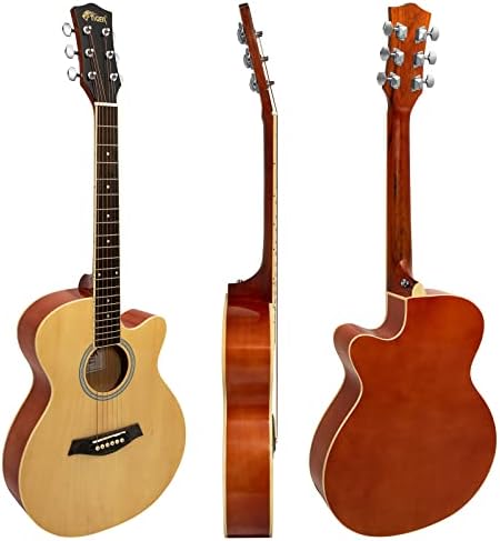 TIGER ACG1-NT Small Body Full Size Acoustic Guitar for Beginners - Natural - Now with 6 Months Free Lessons Included
