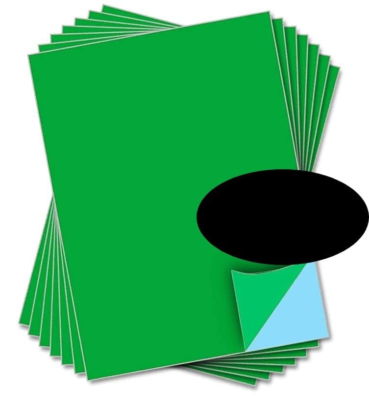 PARTY DECOR Green Self Adhesive Gloss Vinyl Sheet - A3 - pack of 5 - perfect for hobby & craft