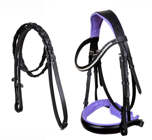 CHALLENGER Cob English All-Purpose Pleasure Black Padded Leather Bridle Reins 803HI04PR-C