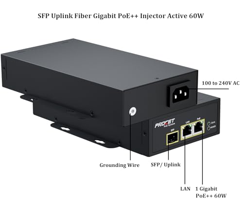 Inyector PoE Gestionado PROCET 60W con Puerto SFP, Programador PoE, Temperatura de Trabajo -40°F a 149°F, Protección contra Sobretensiones 6KV miniatura 2