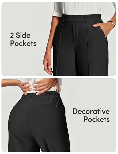 IUGA Work Pants Women Stretchy Wide Leg Dress Pants High Waisted Pull on Trousers Business Casual Slacks Office Outfits4