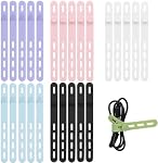 25 Pcs Silicone Cable Ties Wire Reusable Adjustable with Lock Buckle Ties High Elasticity Cord Wraps for Electrical Cords, Earphone, Phone Charger(Colorful)