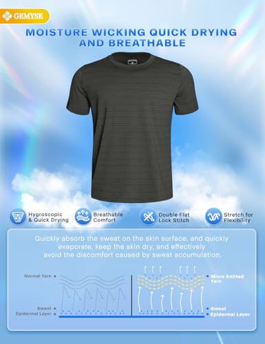 GEMYSE Men's Running Short Sleeve Shirt Sun Protection Quick Dry Moisture Wicking T-Shirts UPF 50+ for Workout4
