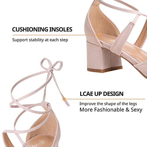 Heel The World Black Nude Purple Strappy Heels For Women, Lace Up Chunky Heels For Women, Closed Pointed Toe Sexy Heels For Women, Tied Up Dressy Pumps Shoes For Wedding Dating Evening Party - 2 Inch #TOP3