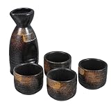 VINTORKY Juego de Sake Japonés de Cerámica Elegante Jarra Decorativa y Tazas para Beber Sake en Celebraciones como Navidad y Cumpleaños