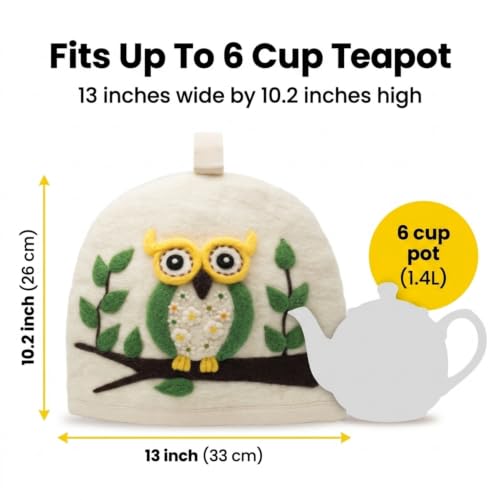 Image of Glaciart One Wool Teapot Cozy Kettle Cover | Dome Shaped Large Tea Cosy, Kettle or French Press | Handmade & Needle Felted from Natural Wool | Warms Up to 2 Hours | Great as Gift