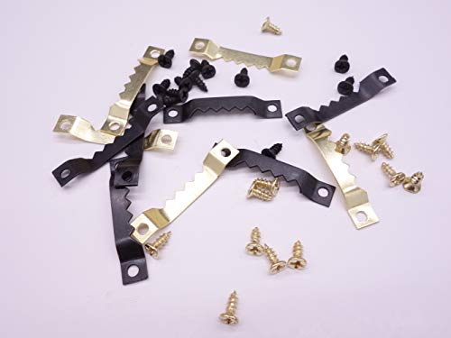 Image of 100 Pack Small Sawtooth Picture Hangers with 200 Screws Metal Picture Frames Hangers Set for Hanging Wooden Frames Paintings Artwork Craft Projects (Gold)