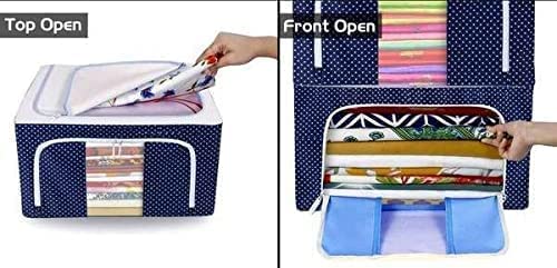 Image of RKR 66 LTR Fabric Storage Box with Window - Folding Bag for Saree Clothes Blankets Bedsheets - Under Bed Closet Wardrobe Bag (Pack of 1)