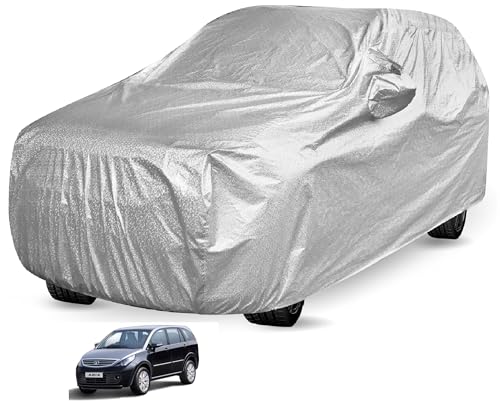 Image of Auto Hub Waterproof Car Cover Compatible with Tata Aria with Mirror Pockets, Soft Cotton Lining, Aria Car Cover Waterproof, Metallic Silver