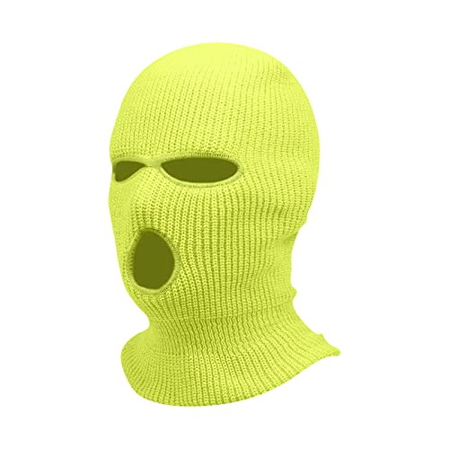 3 Hole Winter Knitted Mask, Outdoor Sports Full Face Cover Ski Mask Warm Knit Balaclava for Adult Yellow