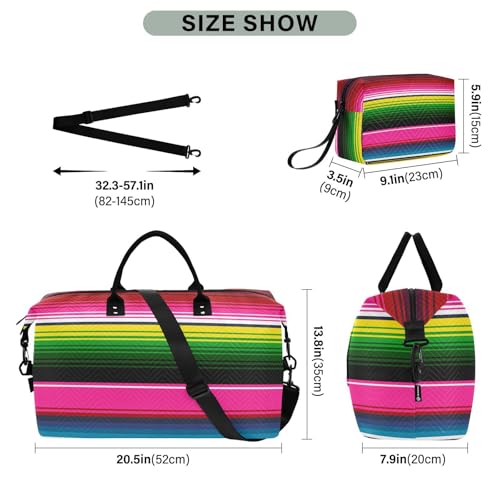 Dark Stripes Colorful Travel Handle Bag Set - Multiple Compartments and Airplane Approved, Storing Travel Bag with Small Storage Bag for Weekend Getaways, Business Trips3