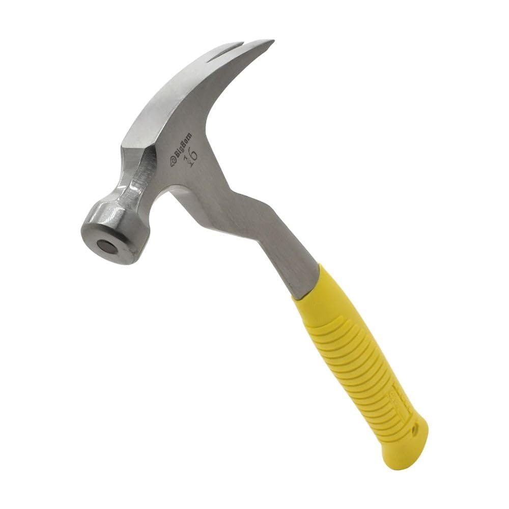 Big Horn 15111 - Martillo de techo con tapa magnética (473,6 g), colocación de clavos con una sola mano con cara magnética, acero forjado monobloque - Asas ergonómicas antideslizantes - Techos