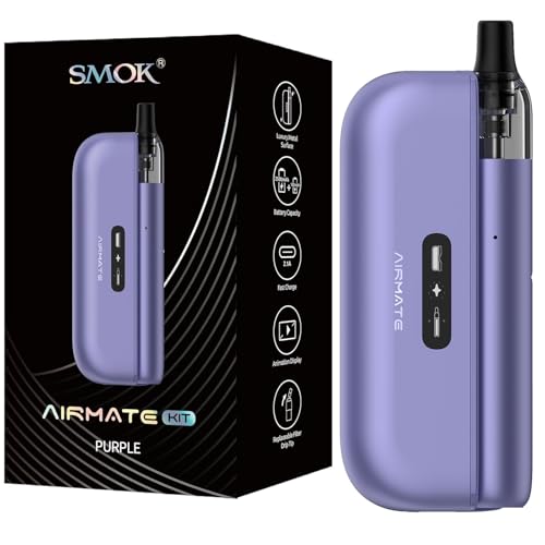 Smok Airmate Kit | Airmate Power Bank (2500mAh) + Airmate Pen (500mAh) +Airpen Pod mesh 0.8Ω,15W 2ml Electronic Cigarette Vaporizer | No e-liquid, No nicotine (Viola)