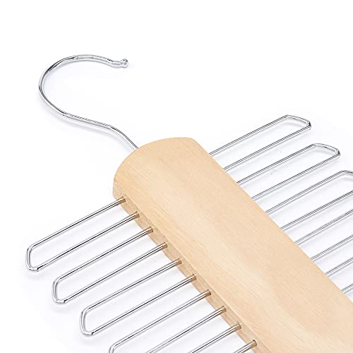 Amazon Basics 20 Bar Wooden Tie Hanger & Belt Rack - Natural, 2-Pack #TOP2
