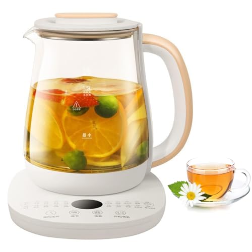 Hervidor eléctrico 1.8L, tetera y estofado multifuncional, 800 W ebullición rápida, 304 acero inoxidable, temporizador automático, menús preestablecidos múltiples para té/café/leche para bebés