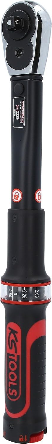 KS Tools 516.1522 Chiave Dinamometrica, ErgotorquePrecision con Testa a Cricco Reversibile, 5-50 NM, 3/8"