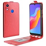 HualuBro Huawei Honor 8A Hülle, Leder Brieftasche Etui Tasche Schutzhülle HandyHülle [Magnetic Closure] Leather Wallet Flip Hülle Cover für Huawei Honor 8A (Rot)