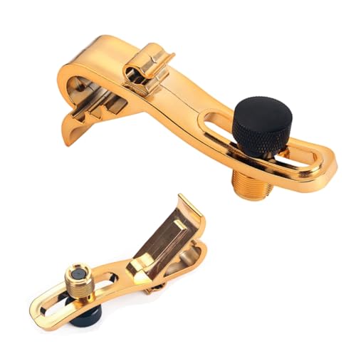 VANZACK Adjustable Plastic Drum Clamp Kit for Microphone Mounting Shockproof Mic Rim Clips Holder for Snare and Tom Drums Compatible with Standard Mic Stands Golden