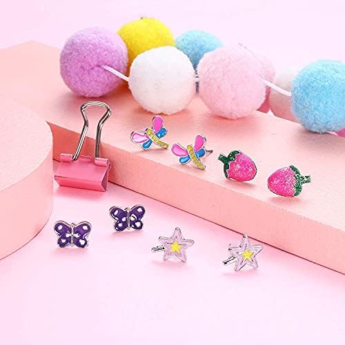 LOLIAS 40 Pairs Hypoallergenic Novelty Earrings Cartoon Cute Stud Earrings For Women Girls Assorted Cute Animal Butterfly Star Unicorn Fruit Earring Sets Jewelry