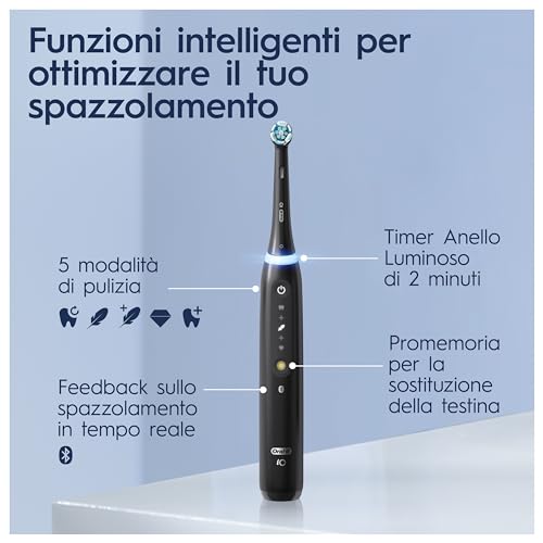 Oral-B Spazzolino Elettrico Ricaricabile Io 5 Nero, 1 Spazzolino Elettrico Oral B, 3 Testine Di Ricambio, Custodia Da Viaggio, Pulizia Denti Efficace - 7