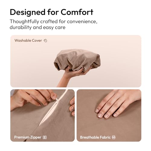Image of Frido Wedge Plus Cushion Cover | Ultrasoft, Breathable & Cool Pillow Cover | Aesthetic Pillow Cover for Home | Durable & Machine Washable | Light Caramel