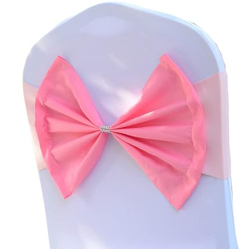 REcsdza chair sashes, Chair Sashes Tie Satin Knot Cover Back Ribbon Rustic Seat Belt Bow For Hotel Banquet Wedding Party(Roze)
