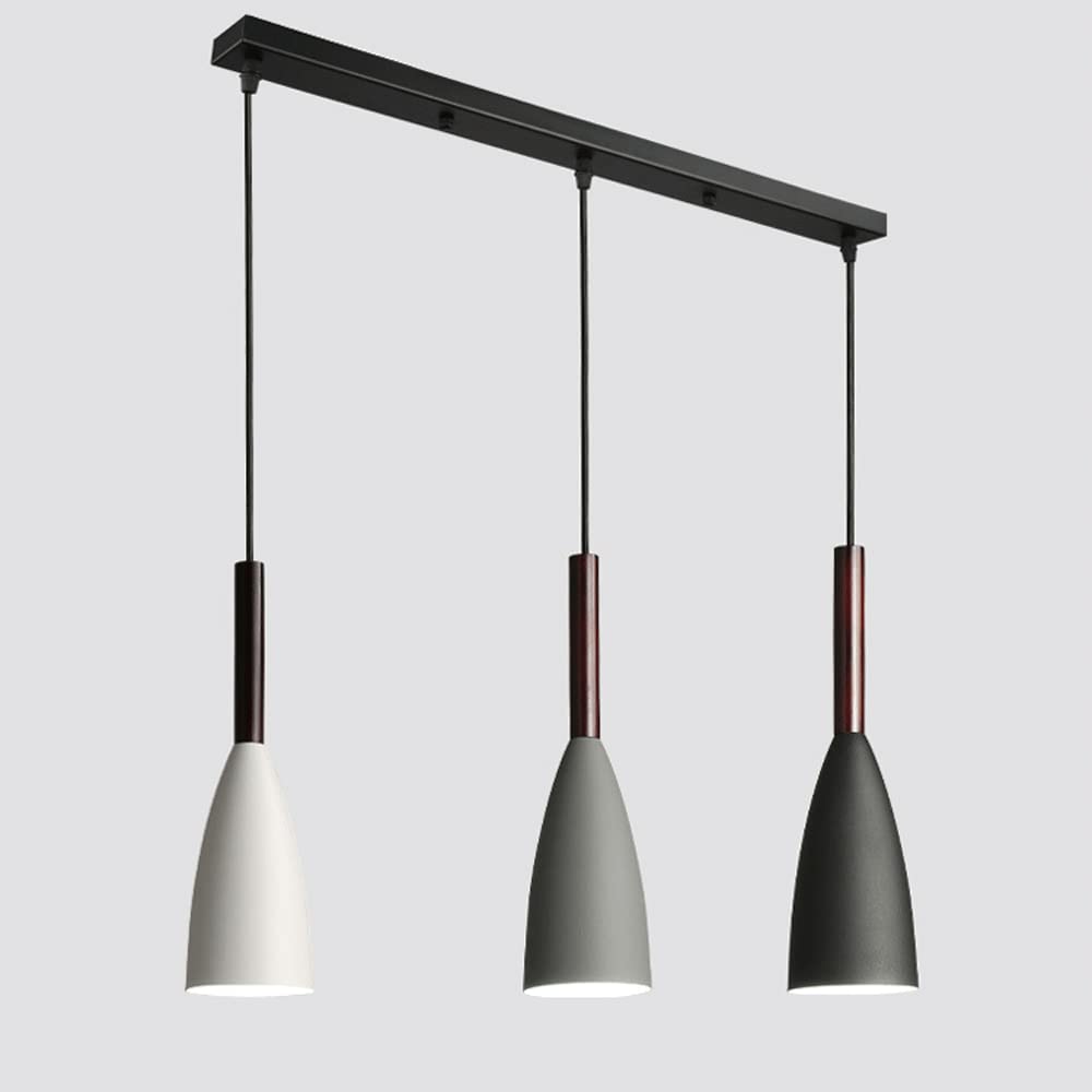 Lámpara de isla de cocina de tira de metal negro para cenas cálidas en el comedor