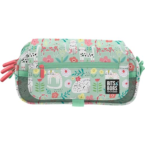 Grafoplás | Estuche Escolar Tres Compartimentos | Cats | con Solapa de Cierre | Horario Semanal Personalizable | 23x10x10cm | bits&Bobs Pop Up Design | Gran Capacidad | Tira Carrito
