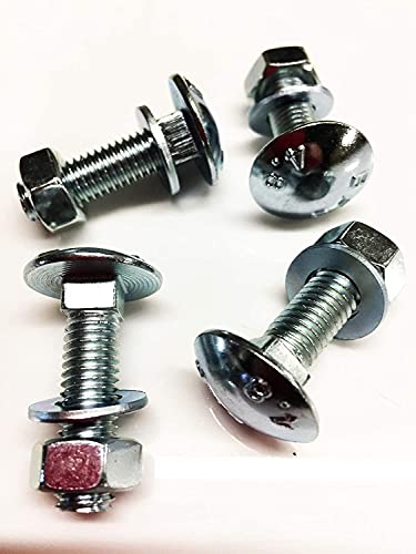 M12 x 75 Coach Bolts Carriage Bolts Cup Square Bolts BZP 4.8 Complete with Full Nuts & Form A Washers DIN 603 Pack of 4