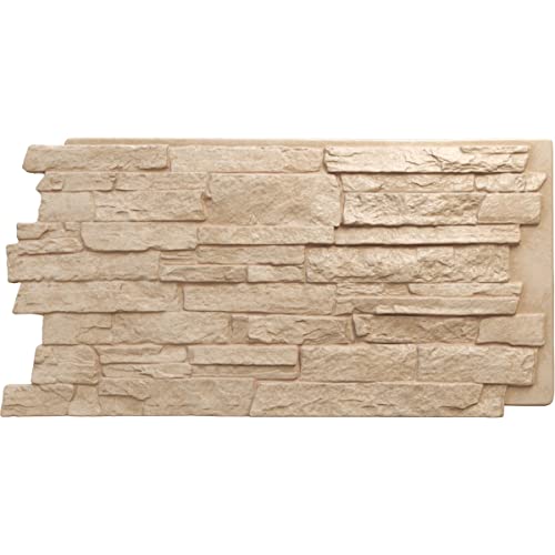 EverStone Acadia Ledge Faux Stone Panel, 49"W x 25 1/2"H x 1 1/4"D, Ocean Floor Color