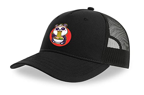Casquette de camionneur Panda Ramen en coton de qualité avec filet ajustable