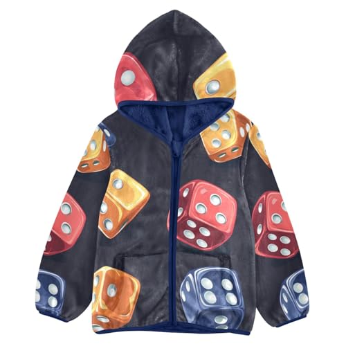 Retro Dice Girls Fleece Jacket Girls Fall Jacket Girls Zip Up Hoodie Girls Sherpa Jacket 2-10T
