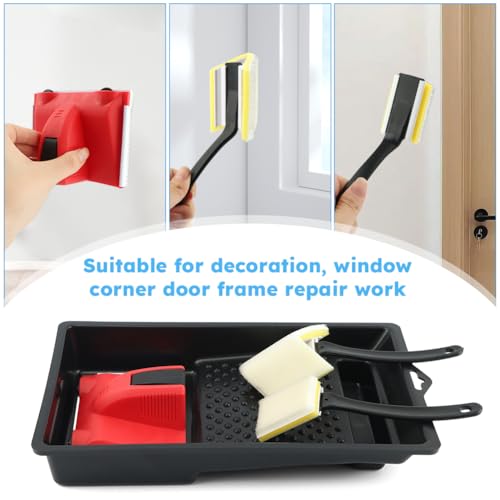 Paint Edger Tool with Trim and Touch-Up Pad, Paint Pad Tray Set Easy to Use Edge Painting Tool, Painting Wall Edges Pad for Home Interior, Trim Smart Paint Edger for High Ceiling