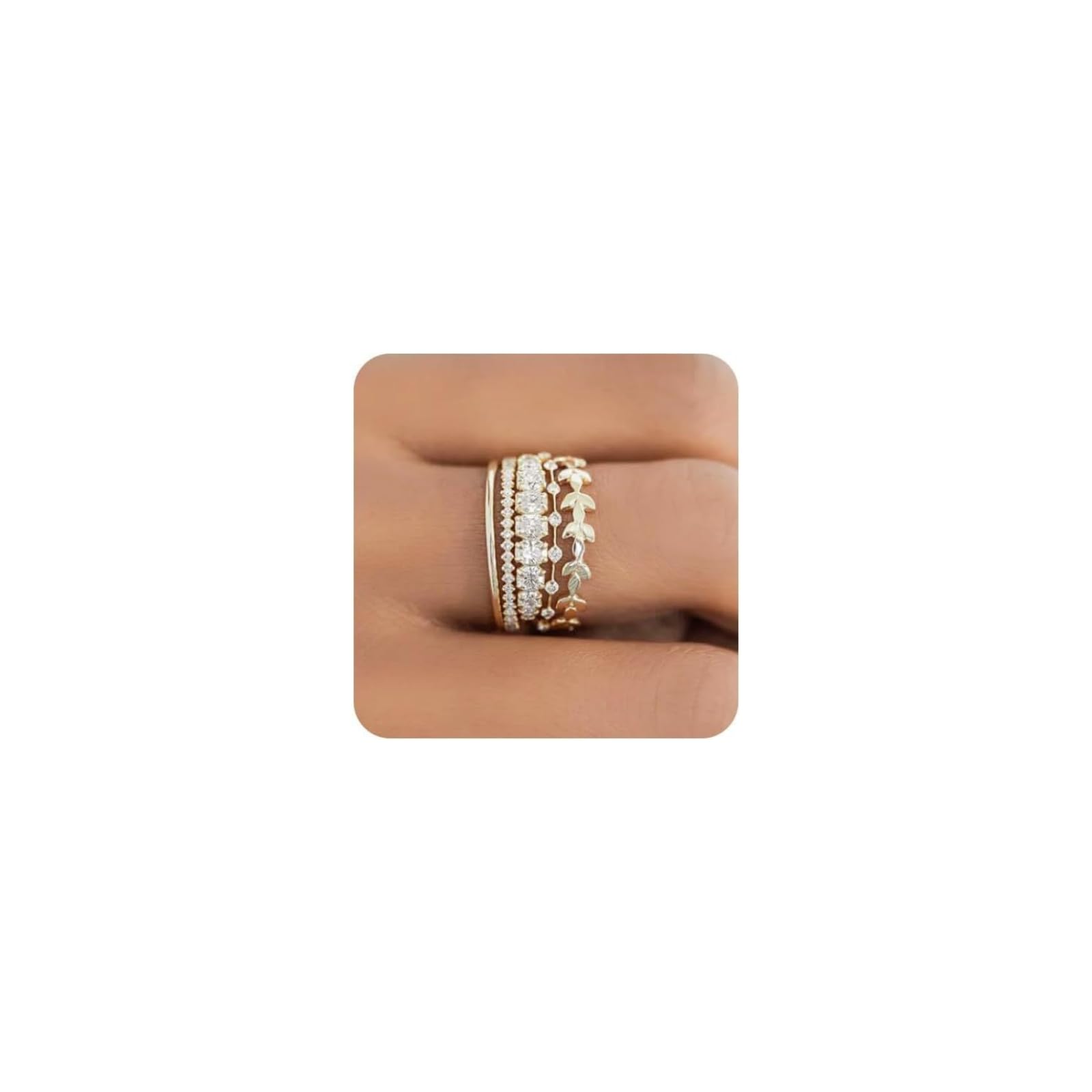 SIXDUTONAnillos Mujer Set, Anillos Apilables Bohemio Vintage, Oro Pequeños Anillos de Compromiso Boda Anillo