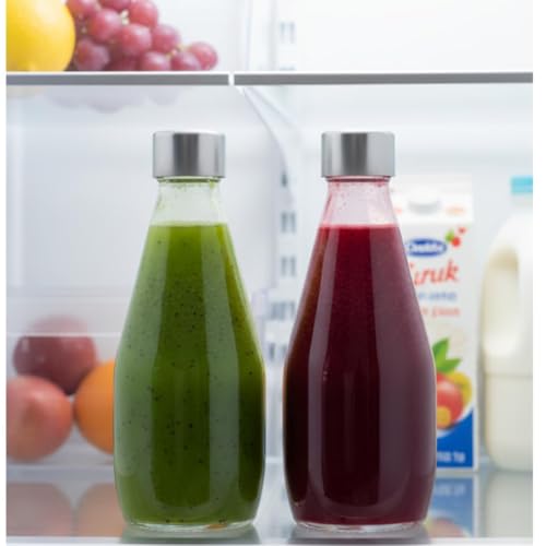 Image of Glassbunny 250ml Transparent Glass Bottle with Stainless Steel Lid & Anti-Slip Bottom, Leak-Proof, Reusable for Home, Office, Gym & Travel Pack of 9