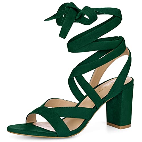 Sandales à lacets vert pour pieds sensibles : talon épais Allegra K taille 38.5