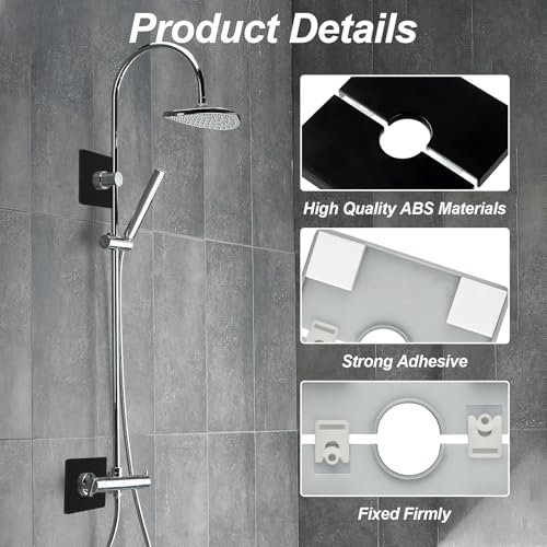 LLMSIX 2PCS Shower Arm Flange, Plastic Square Escutcheon Plate Matte Black Plumbing Cover Plates Self-Adhesive Shower Flange Cover Plate for Covering Gaps Holes, Fit for 20mm/0.78 Inch Diameter Pipe - Thumbnail 3