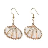 HBDLKF Golden Sea Shell Conch Géométrique Pendentif Boucles d'oreilles Mode Été Plage Grand Boucles d'oreilles Femelle