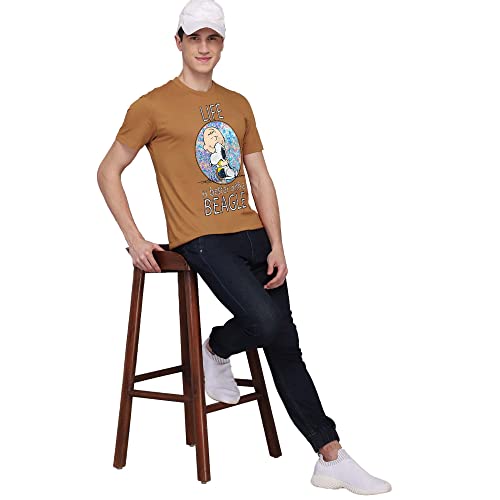Image of Free Authority Peanuts Printed Regular Fit Cotton Men's T-Shirt