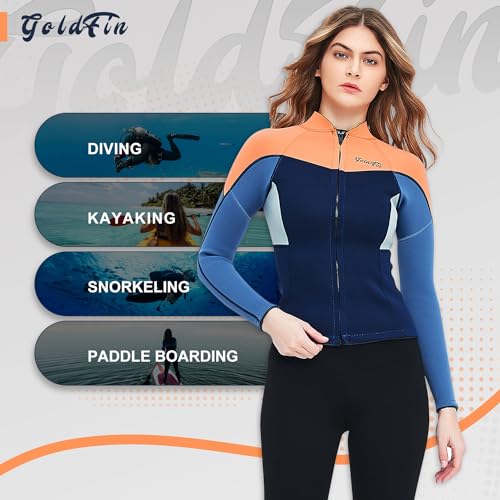 image for GoldFin Wetsuit Top Women, 2mm Wetsuits Jacket Long Sleeve Neoprene To