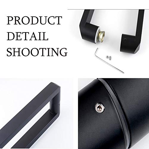Poignée de porte coulissante de douche et entrée en acier noir mat push-pull - 7