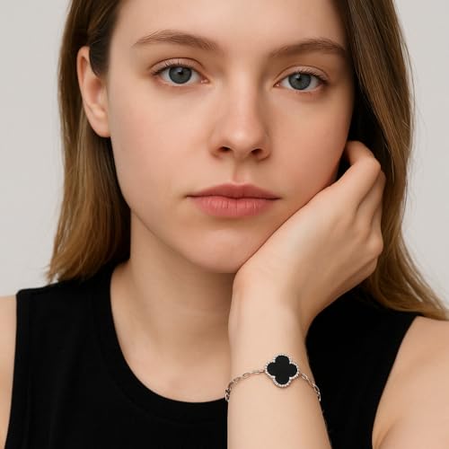 Image of Lucky Charm Clover Bracelet for Women | 925 Sterling Silver with 18K Gold Plating | Adjustable & Anti-Tarnish | Stylish Designer-Inspired Jewelry