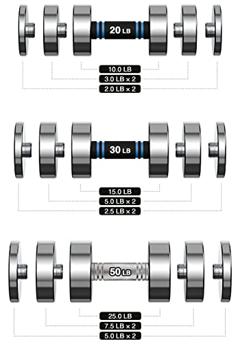 Image of Northdeer Steel Dumbbells Ultracompact & Adjustable Chrome Dumbbell with Foam Handles 5lb 10lb 15lb 20lb 30lb 50lb Home Gym Workout (Choice of Size)