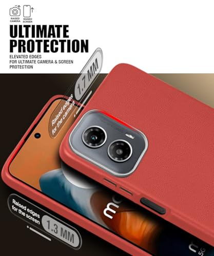 Image of WOW IMAGINE Back Cover for Motorola Moto G34 5G | Moto G45 5G | Ultra Slim Flexible Non-Slip Grip | Inner Fabric | Metal Camera Ring & Lightweight Soft Silicone Mobile Case - Crimson Red