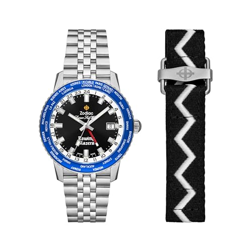 Zodiac �����Y Zodiac x Rowing Blazers SUPER SEA WOLF GMT WORLD TIME �I�[�g�}�e�B�b�N �X�e�����X�X�`�[���E�H�b�`�AZO9414